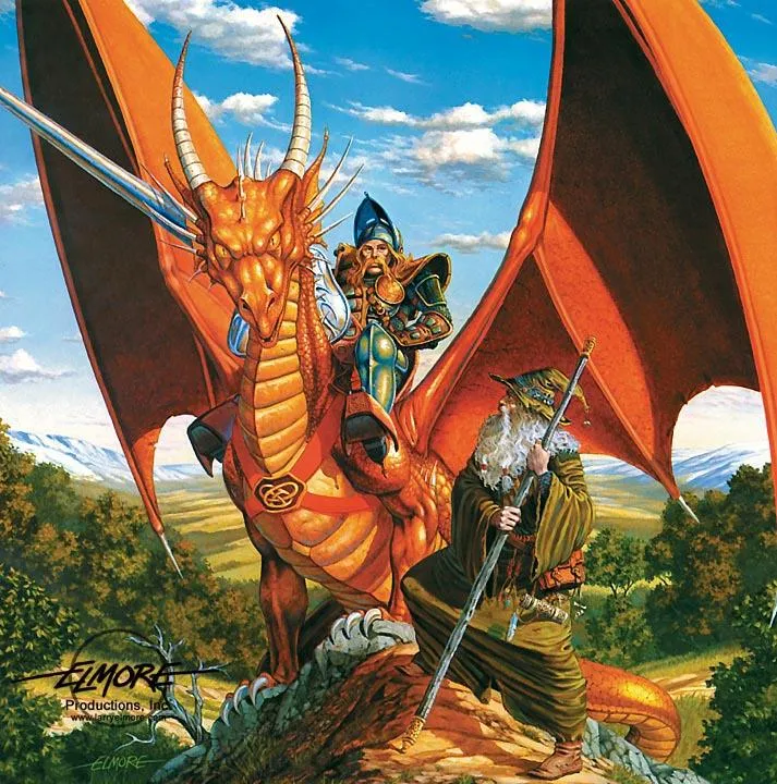 Red Dragon and Adventurers by Larry Elmore
